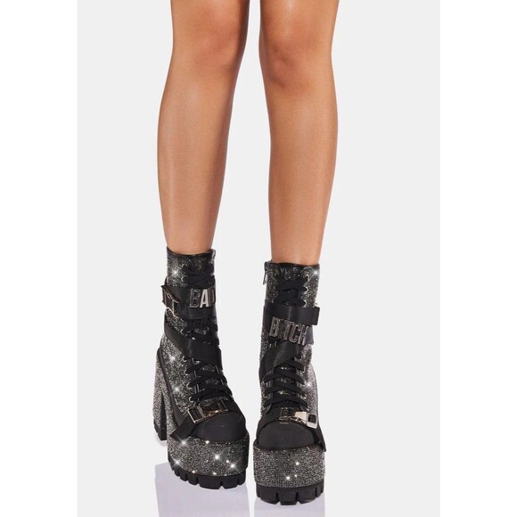 Dolls Kill, Baddie Mentality Size 7 Rhinestone Boots Says “Bad Bleep”￼ - Picture 11 of 12
